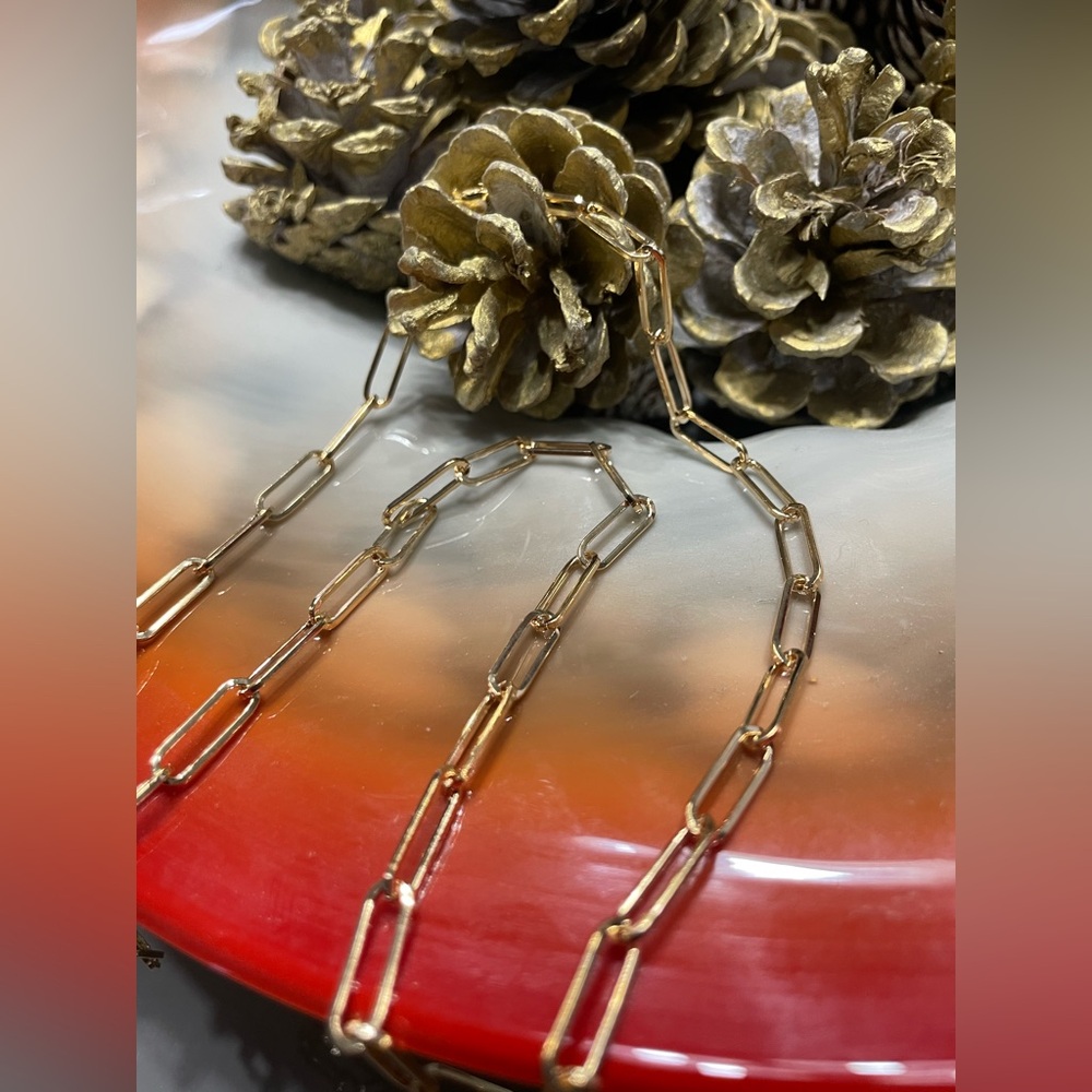 Gold plated Paperclip Chain Necklace Unisex